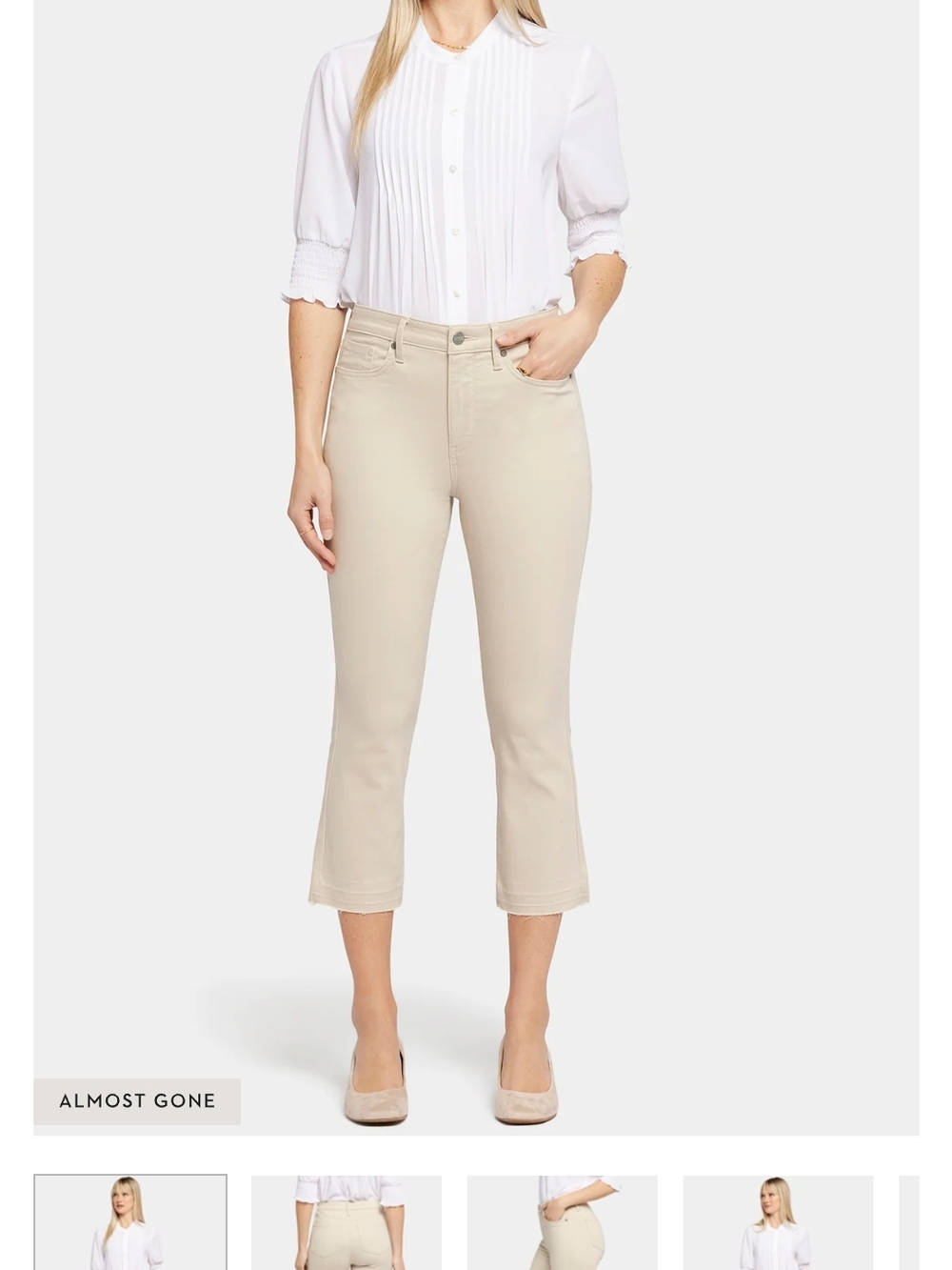 NYDJ Beige Cropped Kick Flare Jeans